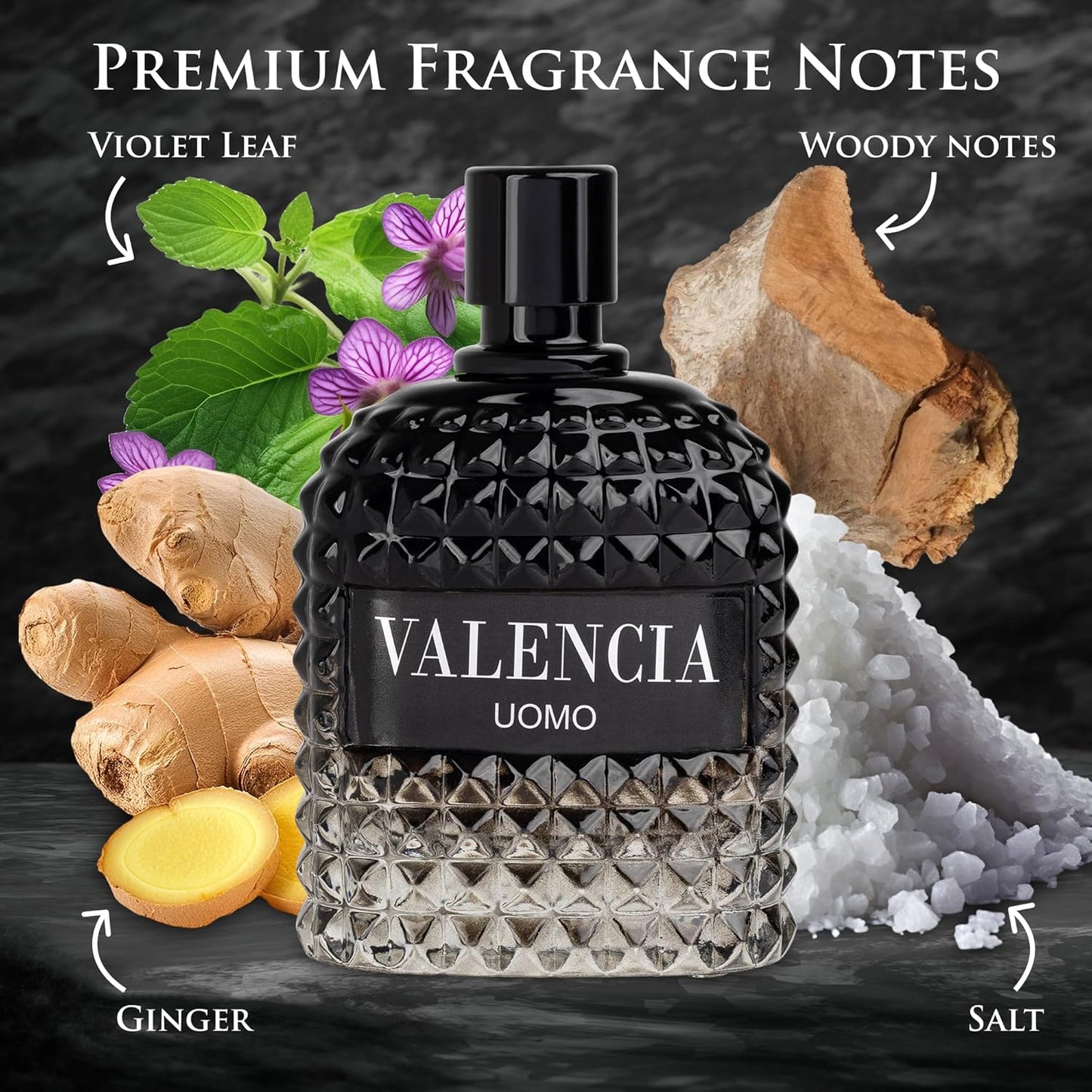 Valencia UOMO Eau De Parfum for Men - Woody Aromatic Fragrance with Floral & Mineral Notes | 100ml Bottle