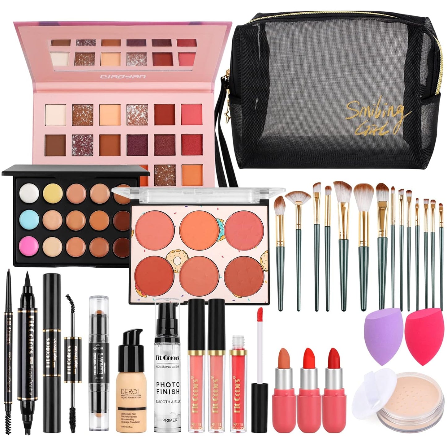 All-in-One Makeup Kit for Women - Complete Travel Bundle with Foundation, Primer, Eyeshadow & Lipstick | Perfect for Teens & Adults