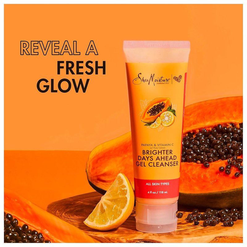 SheaMoisture Gel Cleanser - Papaya & Vitamin C for Dull, Uneven Skin Tone | 4 oz (Pack of 2)