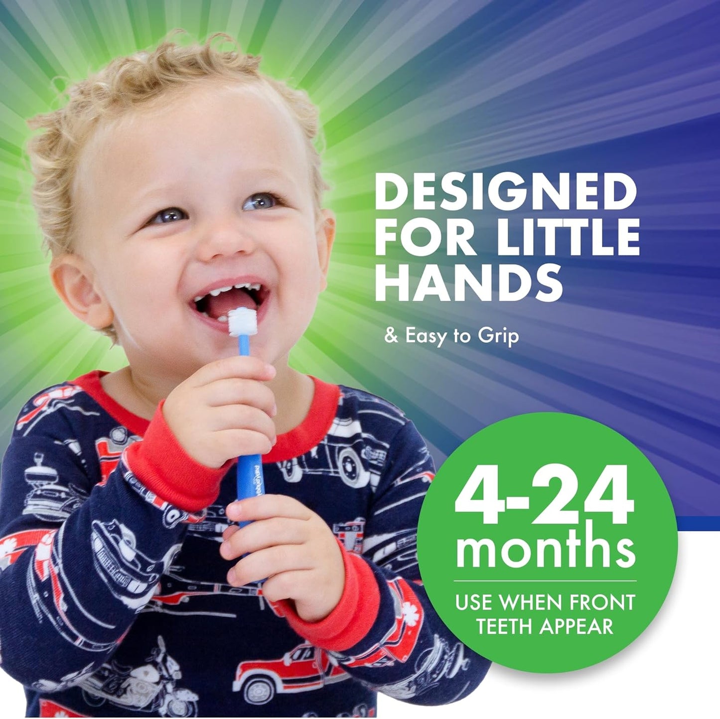 Baby Toothbrush - Soft Bristles for Gentle Cleaning | Easy Grip for Ages 0-2, Blue, 1 Pack
