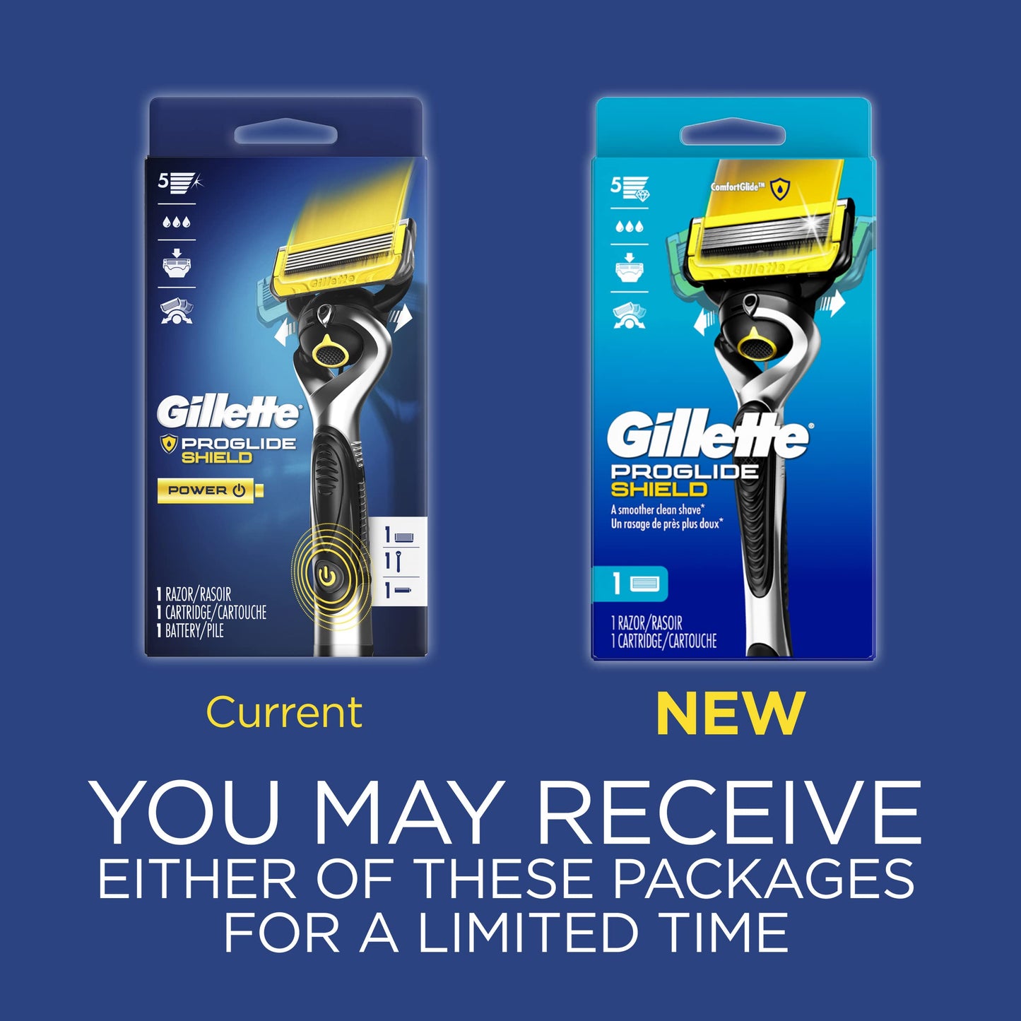 Gillette ProGlide Shield Men’s Razor Handle + 1 Blade Refill, Shields Against Skin Irritation (Packaging May Vary) (Pack of 2)