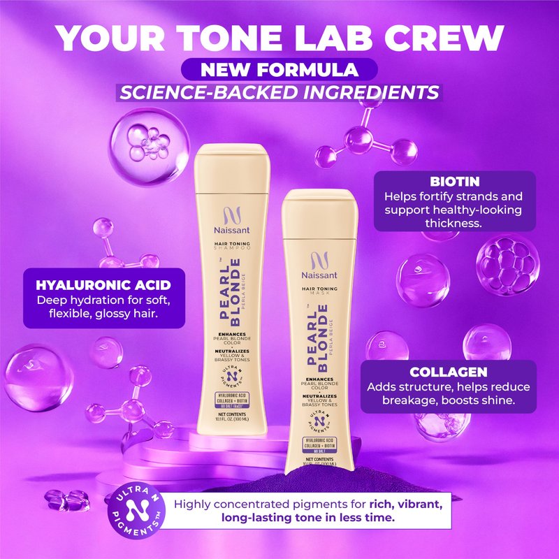 naissant Pearl Blonde Hair Purple Shampoo | Ultra High-Purity Pigments | Neutralizes Yellow & Brassy Tones | Hyaluronic Acid, Collagen & Biotin | Paraben, Ammonia & Sulfate Free | 10.1 Fl. Oz