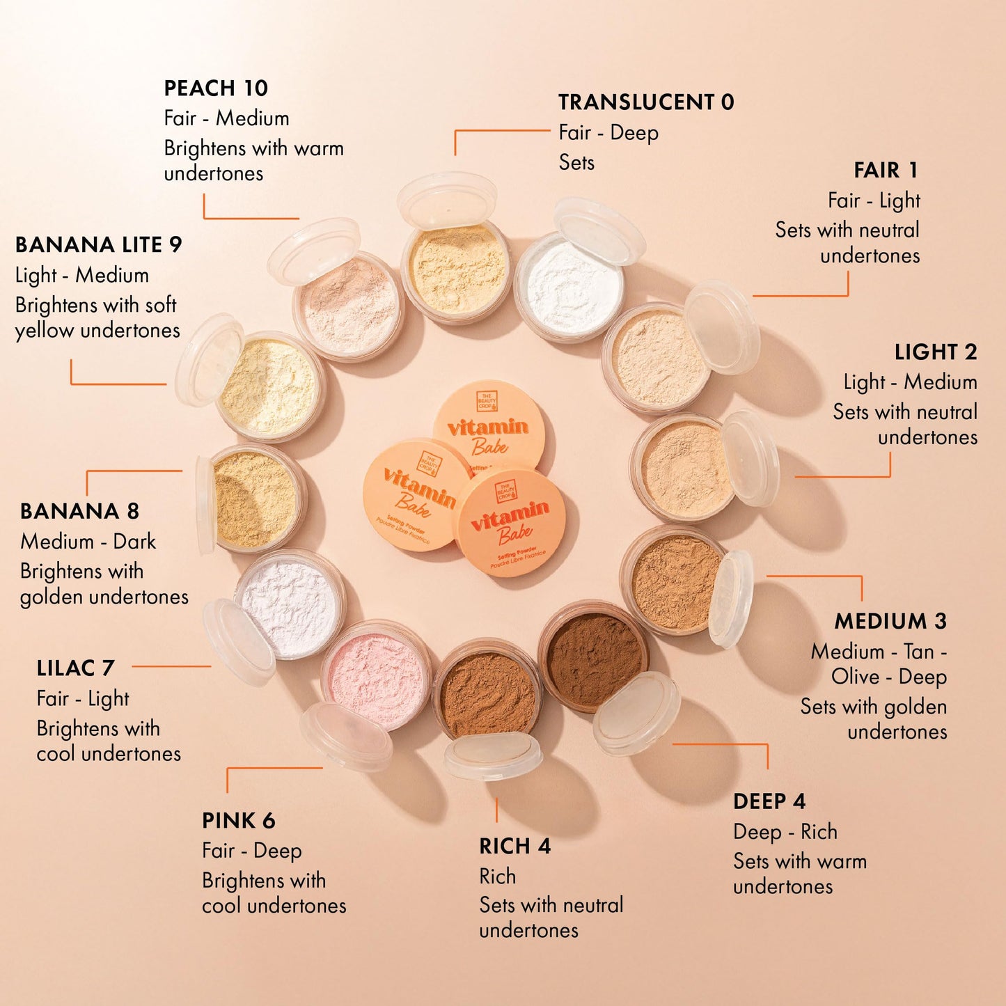 The Beauty Crop Vitamin Babe Setting Powder - Talc-Free Loose Powder for Flawless Finish - Translucent Shade - 0.35 oz