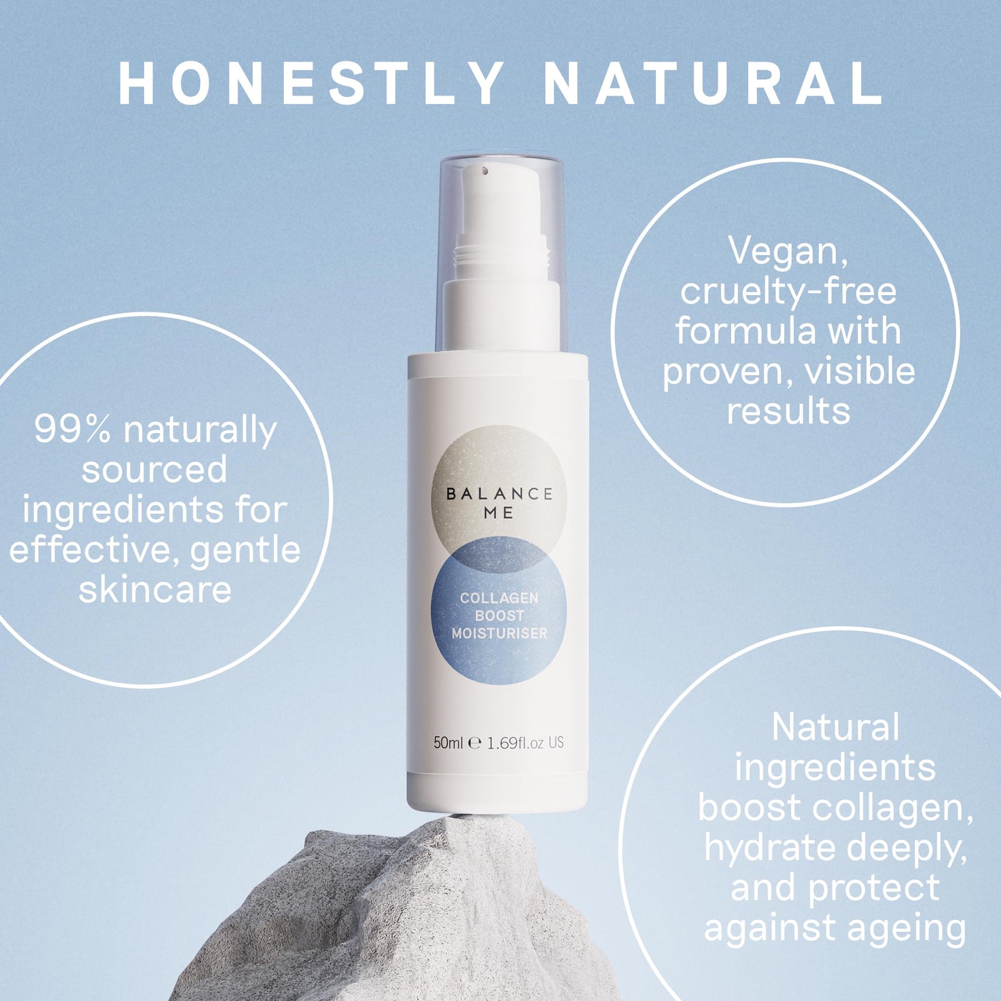 Balance Me Collagen Boost Moisturiser, Smooth and Rejuvenate Face & Neck, Anti-Ageing Cream  For All Skin Types, Peptides & Hyaluronic Acid, 99.9% Natural, Vegan/Cruelty Free, Made In UK, 1.7 Fl Oz