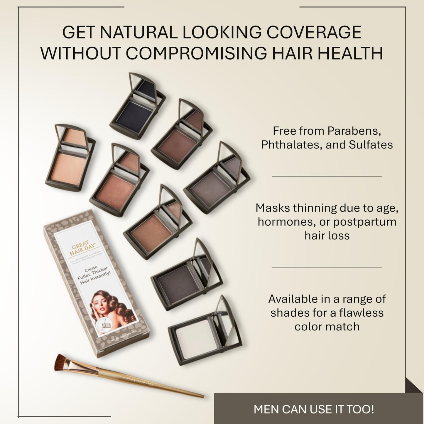 Joan Rivers Great Hair Day Root Touch Up Powder and Hair Color Stick - Root Cover Up Hair Powder and Root Touch Up Stick for Thicker, Fuller Looking Hair (Brunette)