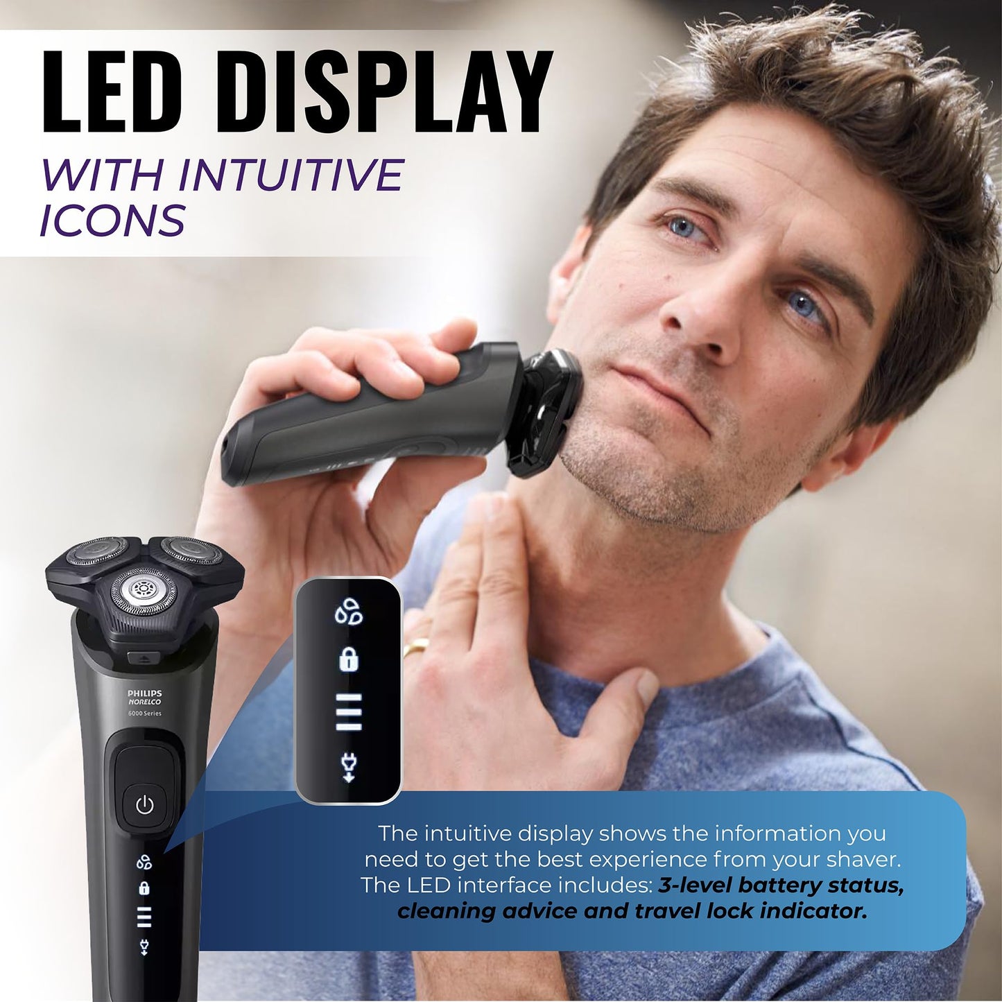 Philips Electric Shavers for Men, Rechargeable Wet/Dry Electric Shaver with SenseIQ Technology, Cordless Electric Razors for Men with Pop-up Trimmer, Travel Case