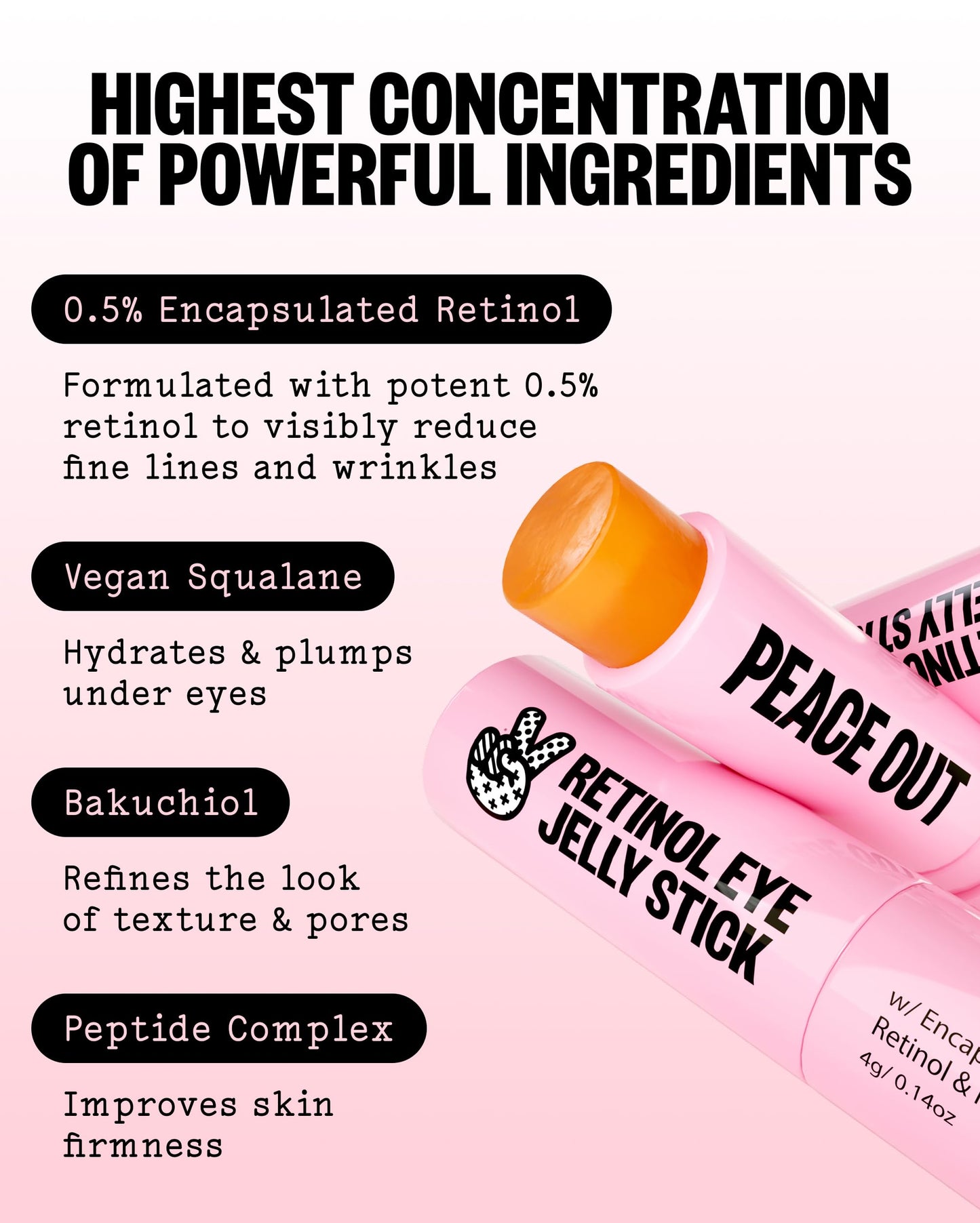 PEACE OUT Retinol Eye Jelly Stick Hydrating Under Eye Treatment (0.14 oz)