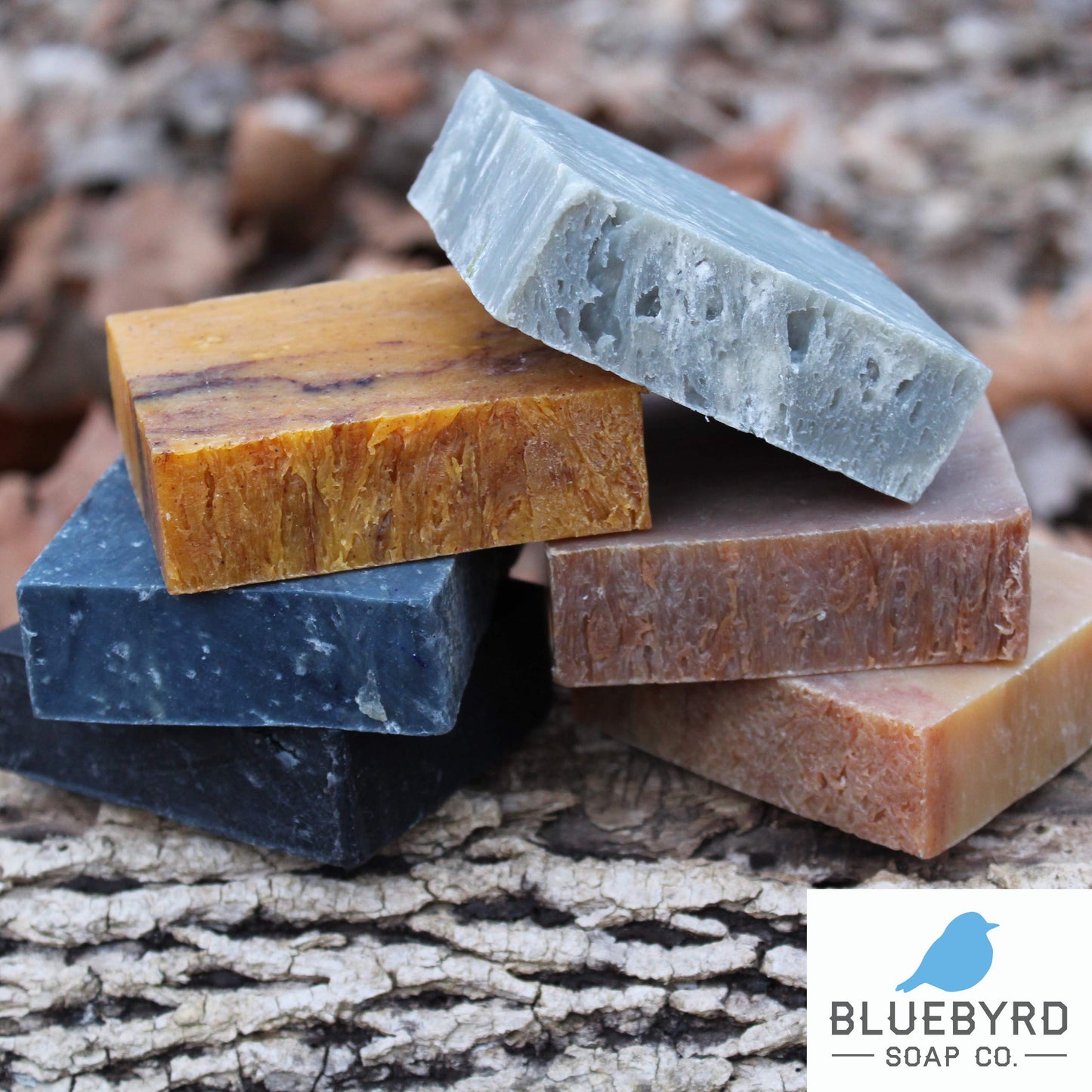 Bluebyrd Soap Co. Artisan 6 Pack Handmade Mens Soap Bars, Masculine Fragrance Scented Bar Soap for Men Variety Set, Natural Men's Exfoliating Soap Gift for Him, Mens Gift Pack, Sandalwood, Citrus Cedar Sage, Bay Runner, Deep Sea Pumice, Woods, Mountain, 4