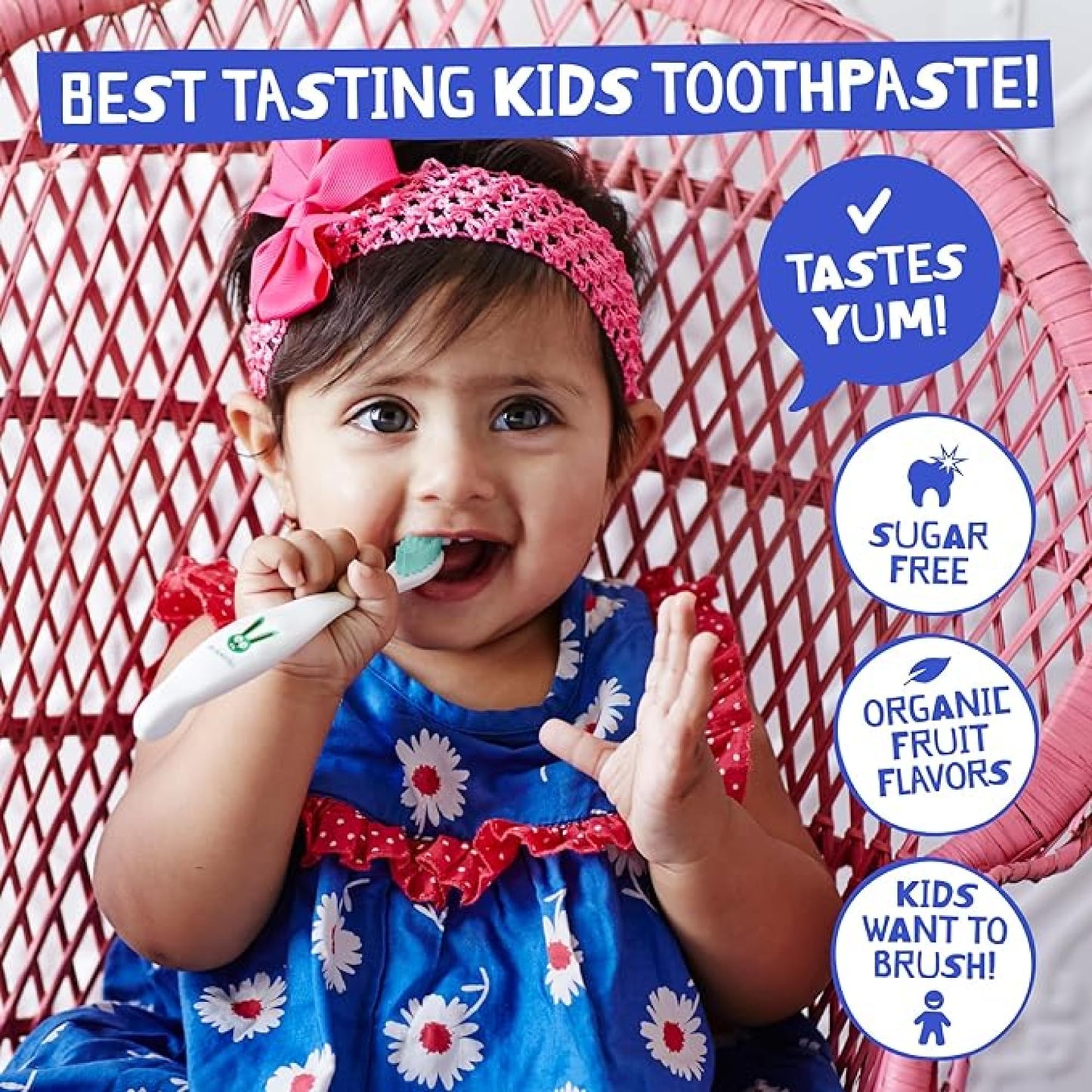 Jack N' Jill Natural Children's Toothpaste, Organic Strawberry, Gluten Free, Vegan, BPA Free, Fluoride Free, SLS Free, Dairy Free - Make Toothbrushing Fun for Kids - Pack of 6