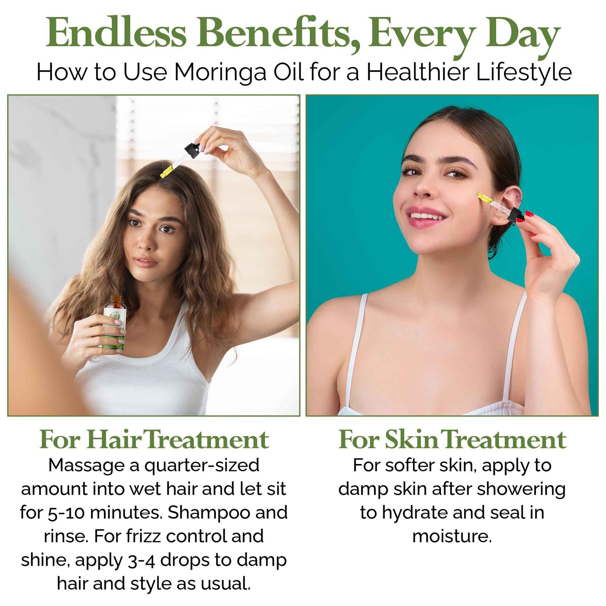 Moringa Seed Oil – 100% Pure, Cold-Pressed & Virgin, Unrefined Non-GMO Vegan Oil, Ultra-Hydrating Moisturizer for Dry Skin, Damaged Hair & Body, Anti-Aging, Ideal Carrier Oil