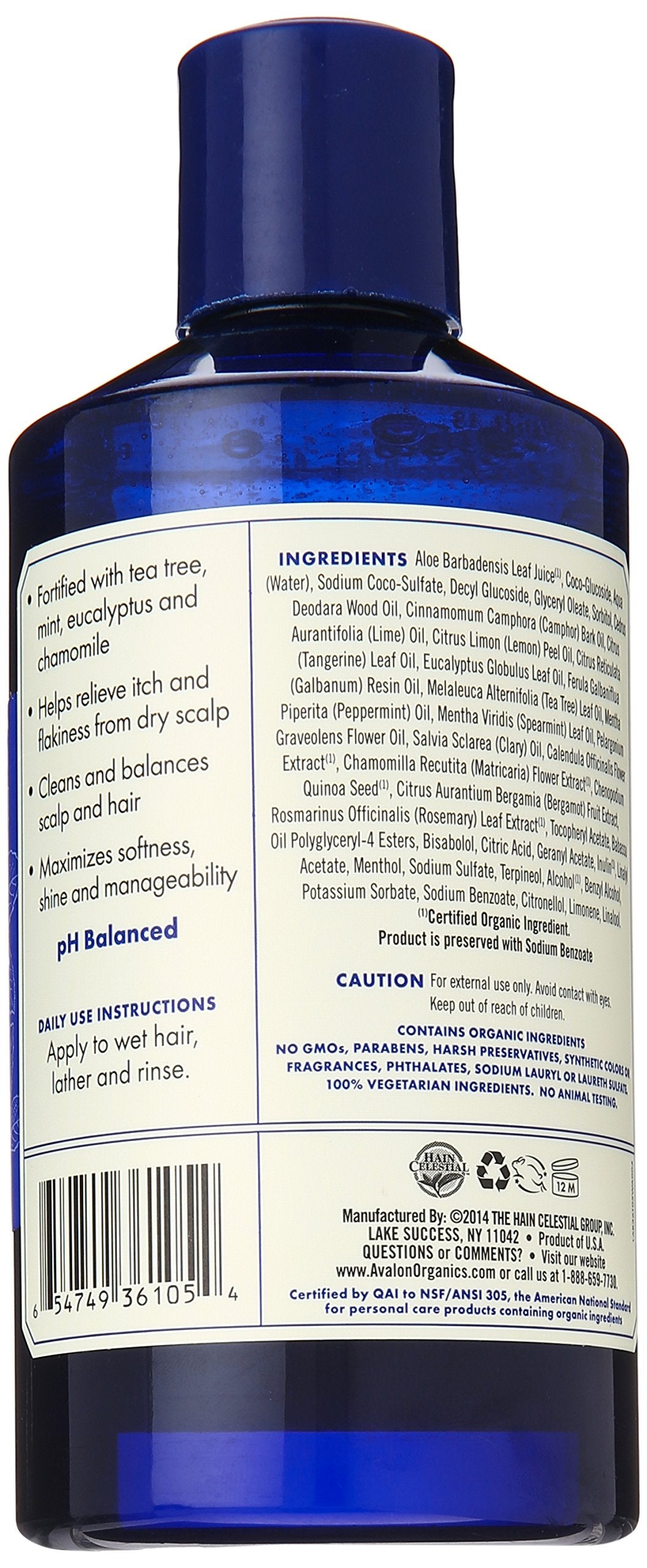 Avalon Organics Scalp Normalizing Shampoo, Tea Tree Mint Therapy 14 oz (Pack of 3)