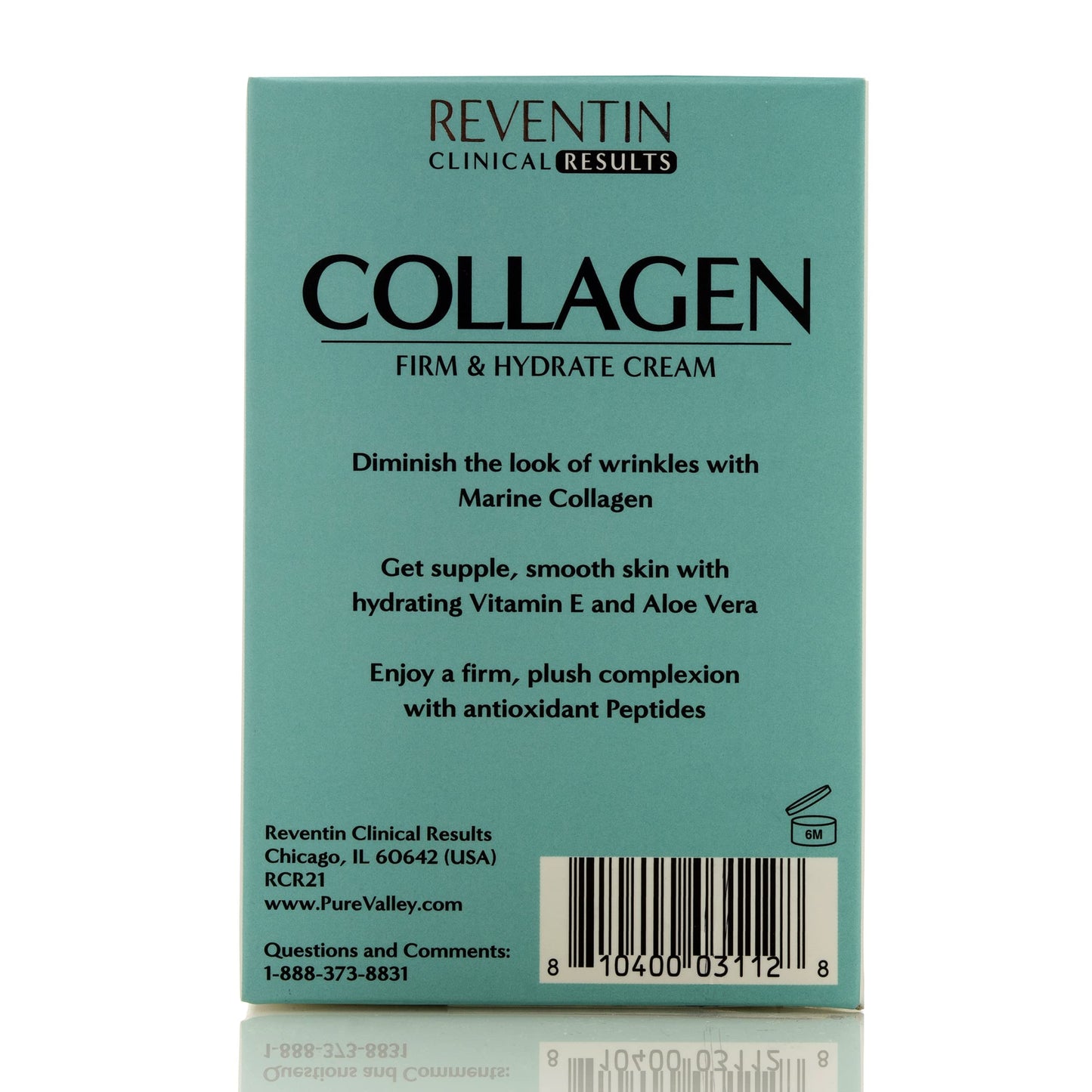 Reventin Clinical Results Firm & Hydrate Collagen Face Cream Targets Wrinkles, Fine Lines, Anti Aging Facial Moisturizer Collagen Lotion W/Peptides, Vitamin E, & Aloe Vera For Women & Men, 1.5 Fl Oz