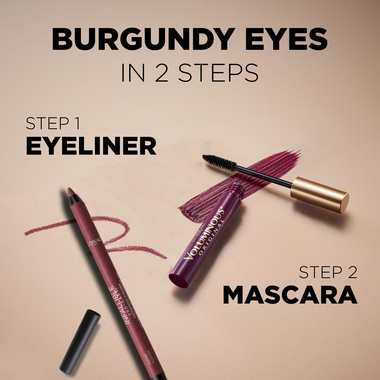 L’Oréal Paris Makeup Bundle, Includes Voluminous Original Deep Burgundy Mascara and Infallible Pro-Last Pencil Burgundy Eyeliner, 1 Eye Makeup Set