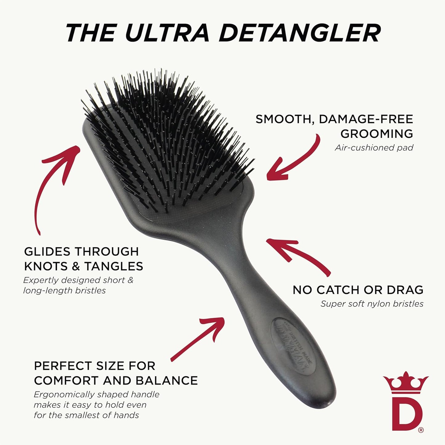 Denman D90L Tangle Tamer Ultra Brush - Effortless Detangling for All Hair Types