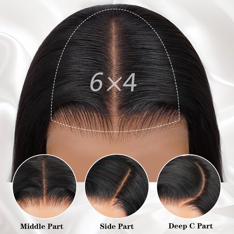 Farblick Bob Wig Human Hair 10 Inch Glueless Wigs Human Hair Pre Plucked Pre Cut 6×4 HD Lace Front Wigs for Women 180% Density Short Straight Wig Ready to Wear
