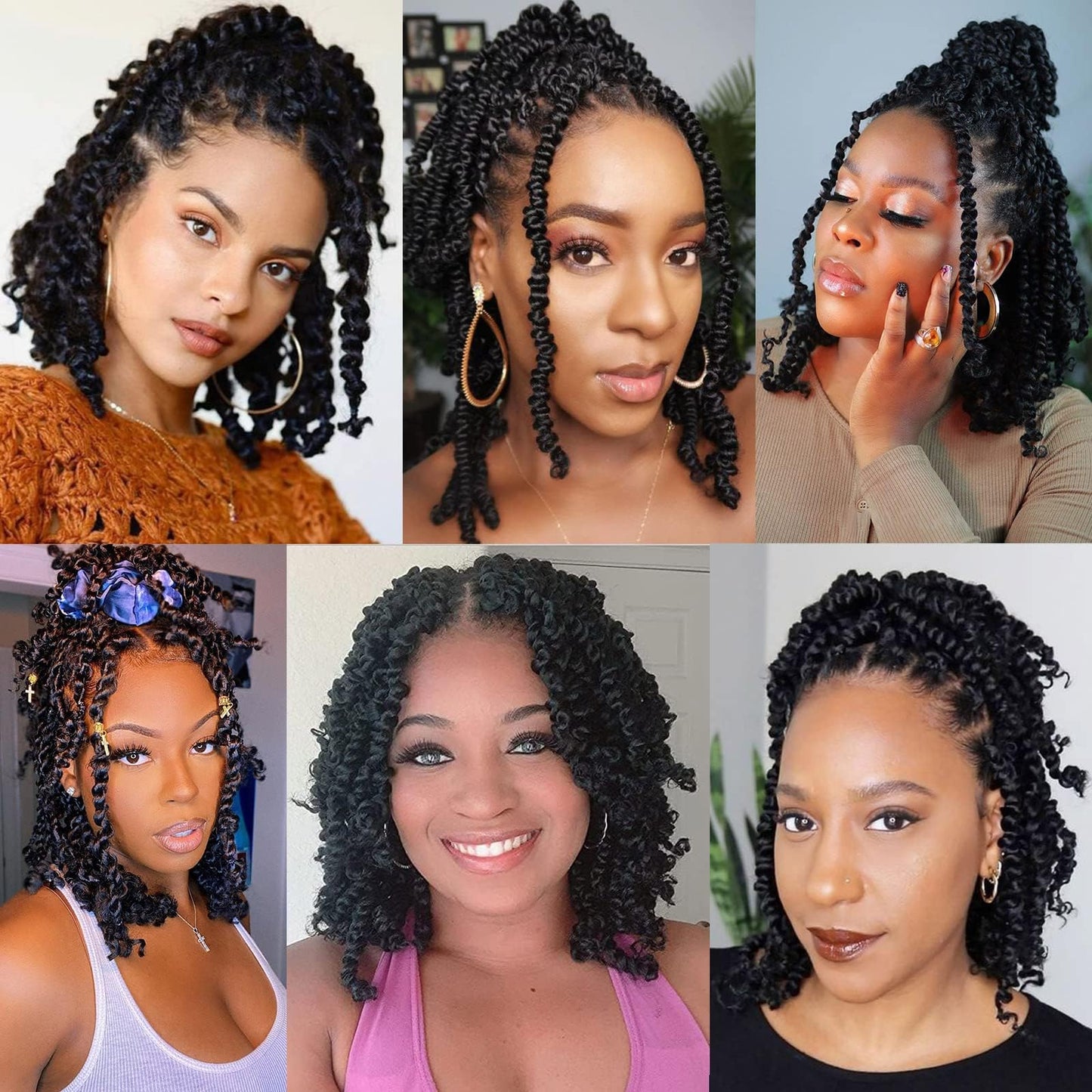 Xtrend 8 Packs Pre-twisted Passion Twist Crochet Hair 18 Inch Natural Black Pre-looped Crochet Braids Hair For Women Bohemian Synthetic Passion Braiding Hair Extension (8packs, 1B#)