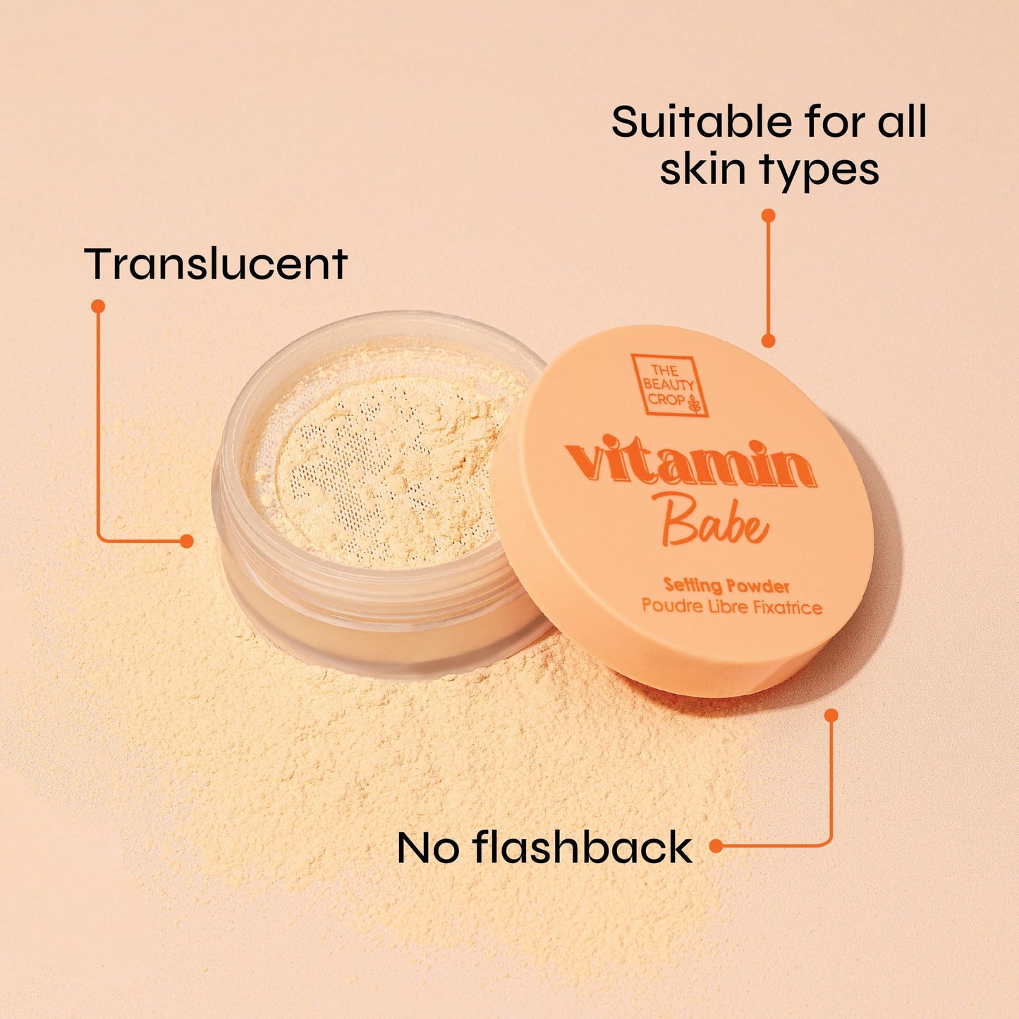 The Beauty Crop Vitamin Babe Setting Powder - Talc-Free Loose Powder for Flawless Finish - Translucent Shade - 0.35 oz