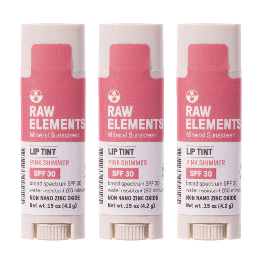 Raw Elements Organic Pink Lip Shimmer Zinc Oxide SPF 30+, 0.15 oz (Pack of 3)