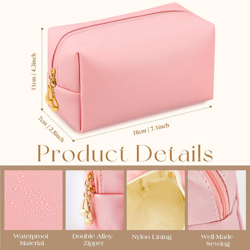 Kigeli Aesthetic Makeup Bags PU Leather Cosmetic Pouches Waterproof Plain Toiletry Bags Makeup Pouches Bulk for Women Party Gift Travel Storage Organizer(Vivid Color,7.1 x 2.8 x 4.3 in)
