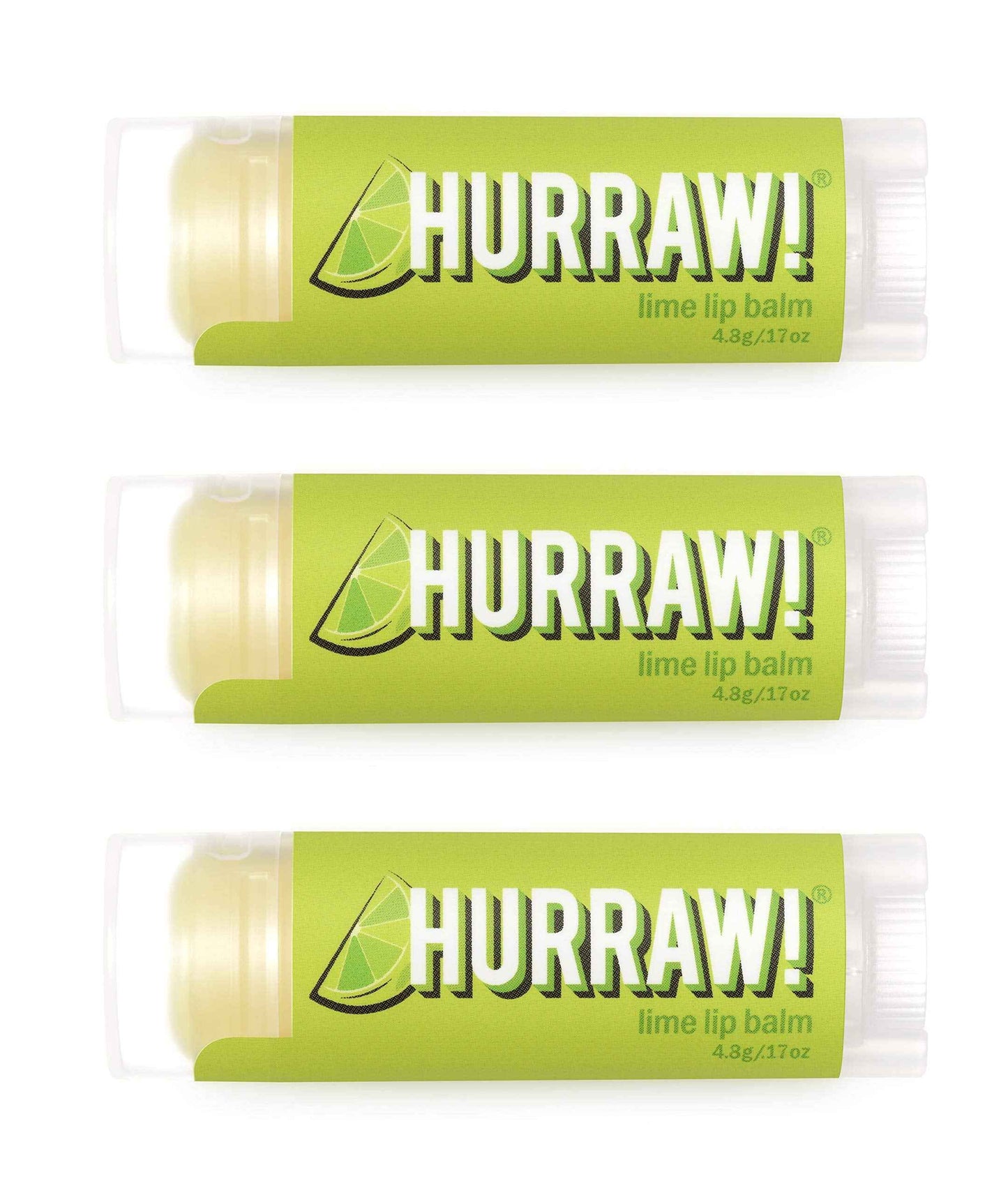Hurraw! Lime Lip Balm, 3 Pack: Organic, Certified Vegan, Cruelty and Gluten Free. Non-GMO, 100% Natural Ingredients. Bee, Shea, Soy and Palm Free. Made in USA