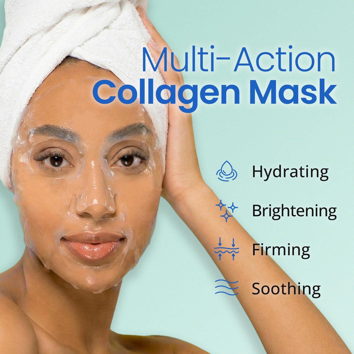 Ebanel 10 Pack Hydrogel Collagen Face Mask with Hyaluronic Acid, Vitamin C, Peptide, Aloe, Instant Brightening Hydrating Face Masks Skincare Korean Sheet Mask, Skin Firming, Lifting Anti Aging Masks