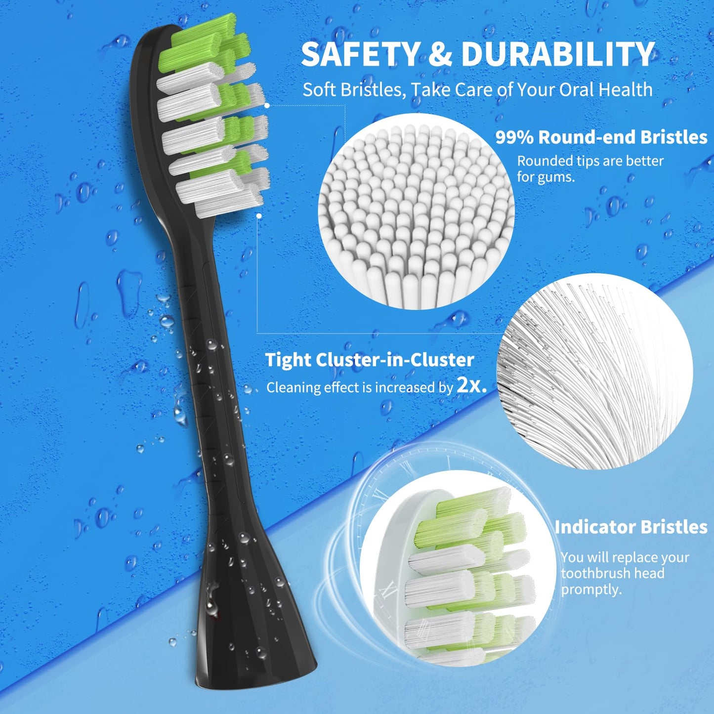 10 Pack Toothbrush Replacement Heads for Philips One Sonicare, Black