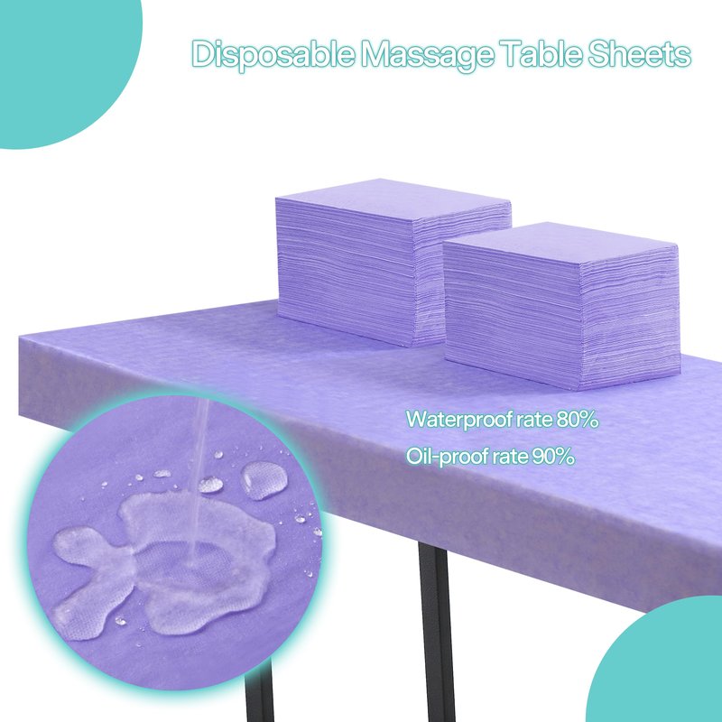Disposable Bed Sheets for Massage Table 100 Pcs 31" x 71" Waterproof Massage Table Sheets Soft Non Woven Fabric SPA Massage Table Bed Cover Breathable for Beauty Tattoos Waxing Travel (Purple)