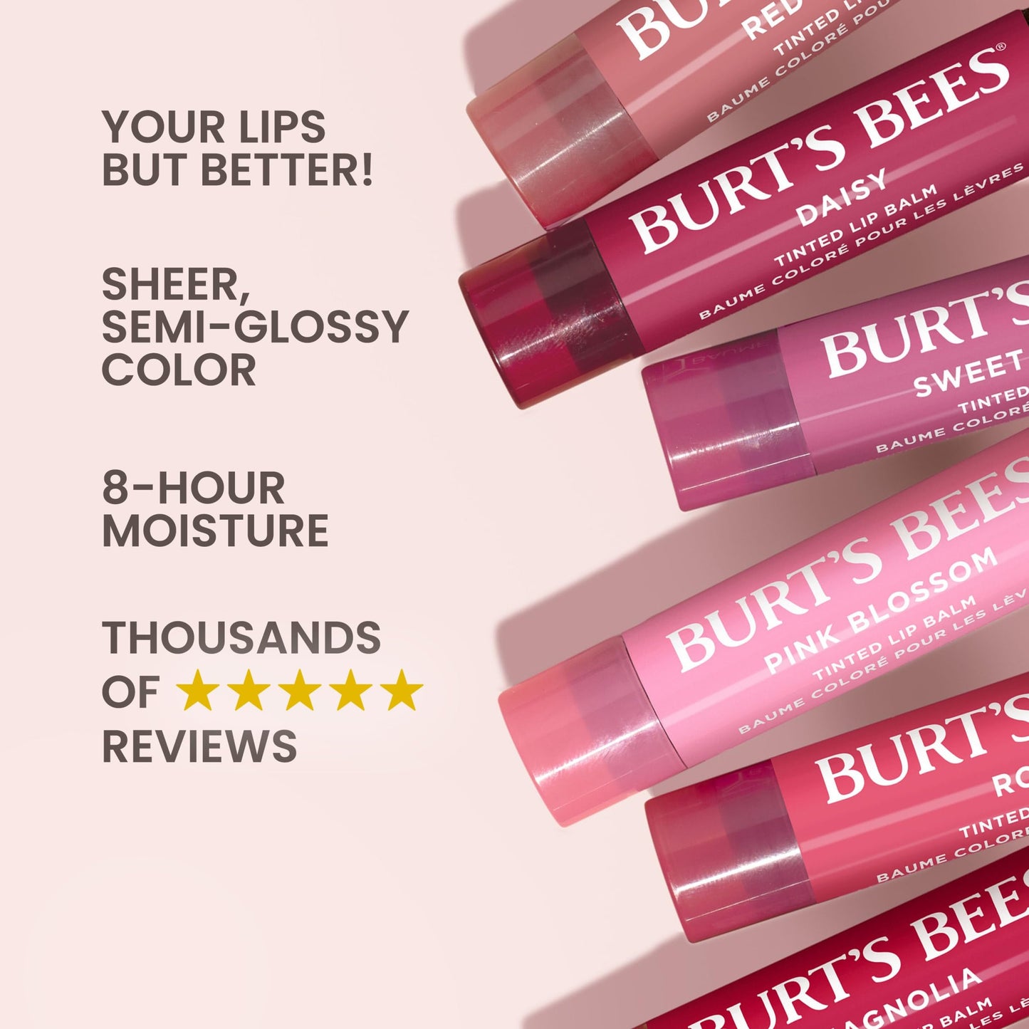 Burt's Bees 100% Natural Tinted Lip Balm, Zinnia, 0.15 Oz, Pack of 2
