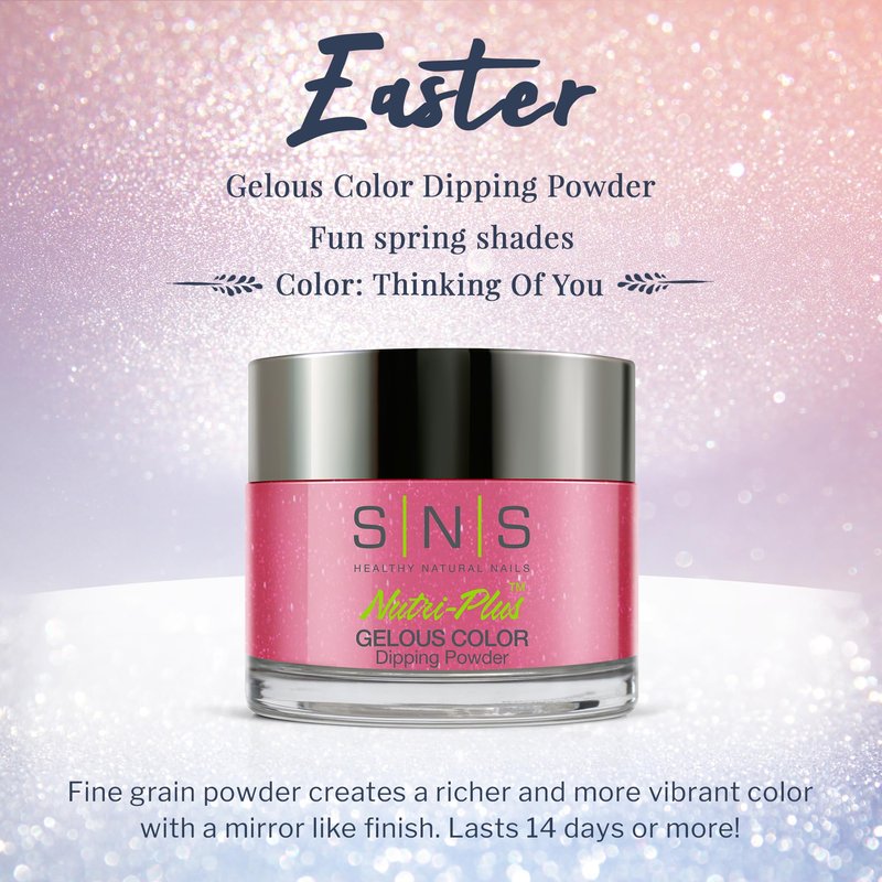 SNS Nail Dip Powder, Gelous Color Dipping Powder - Thinking Of You (Pink) - Long-Lasting Dip Nail Color Lasts 14 Days - Low-odor & No UV Lamp Required - 1 oz