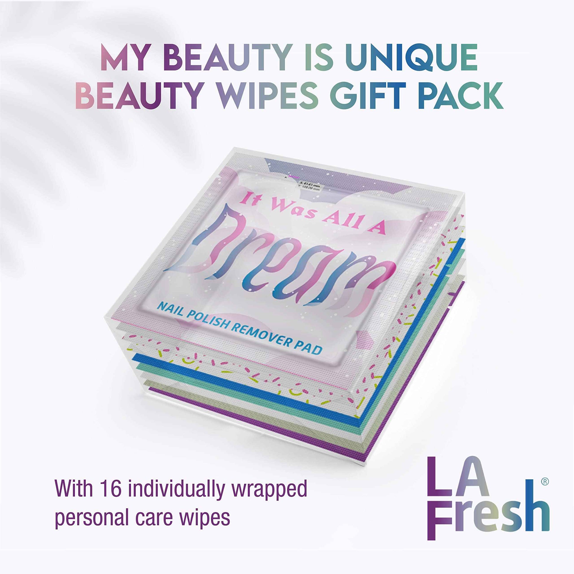 La Fresh My Beauty Is Unique Beauty Wipes Gift Pack - Contains 16 Individually Wrapped Wet Wipes Variety For Personal Care and Travel Essentials
