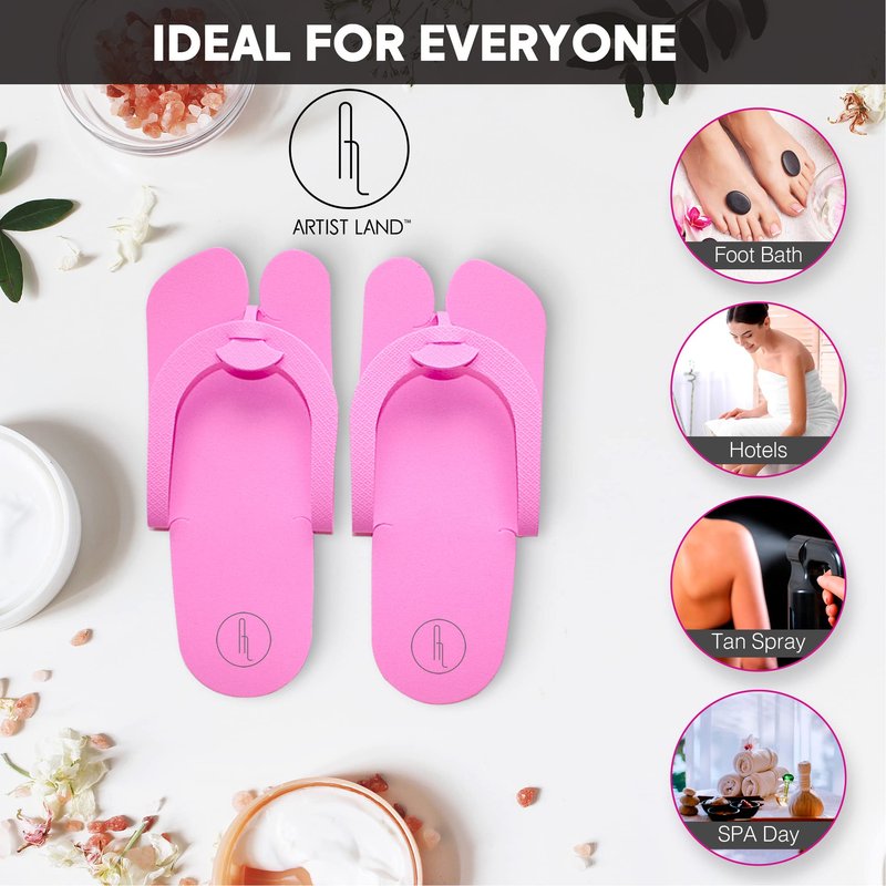 Artist Land 60 Pairs Disposable Anti-Slip Pedicure EVA Slippers Spa Party Pack- Bulk 6 Fun Colors Ideal for At Home Spa Party & Nail Salon