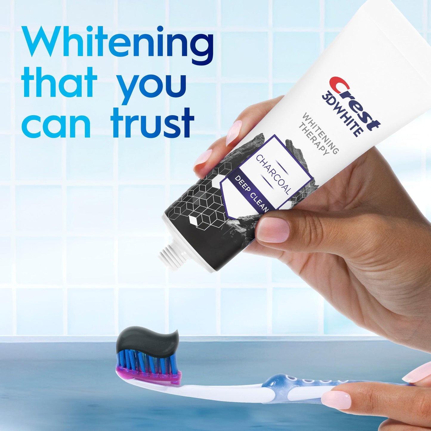 Crest 3D White Whitening Therapy Charcoal Deep Clean Invigorating Mint Teeth Whitening Toothpaste, 4.6 oz Pack of 3, Anticavity Fluoride Toothpaste, Gently Brightens Teeth, Strengthens Enamel