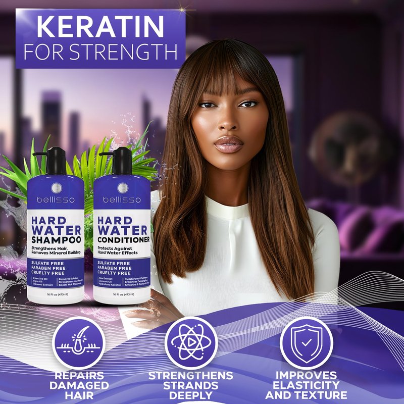 Hard Water Shampoo & Conditioner Set - Sulfate-Free Moisturizing Hair Care for Men & Women | Deep Clean & Mineral Build-Up Remover