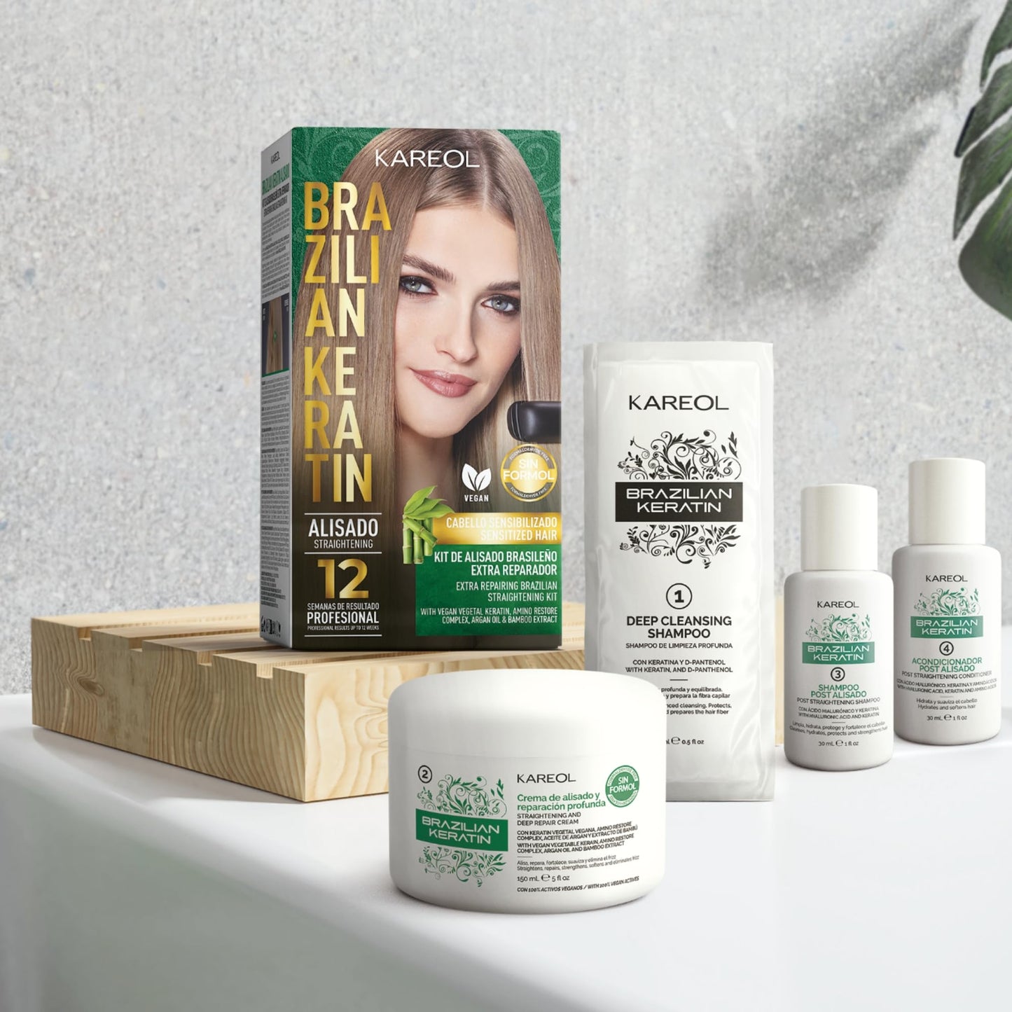 Kareol Extra Repairing Brazilian Keratin Straightening Kit - Formaldehyde Free - Vegan Formula - Keratin Hair Treatment, Keratina Para Alisar El Pelo, Alisado Brasileño Keratina
