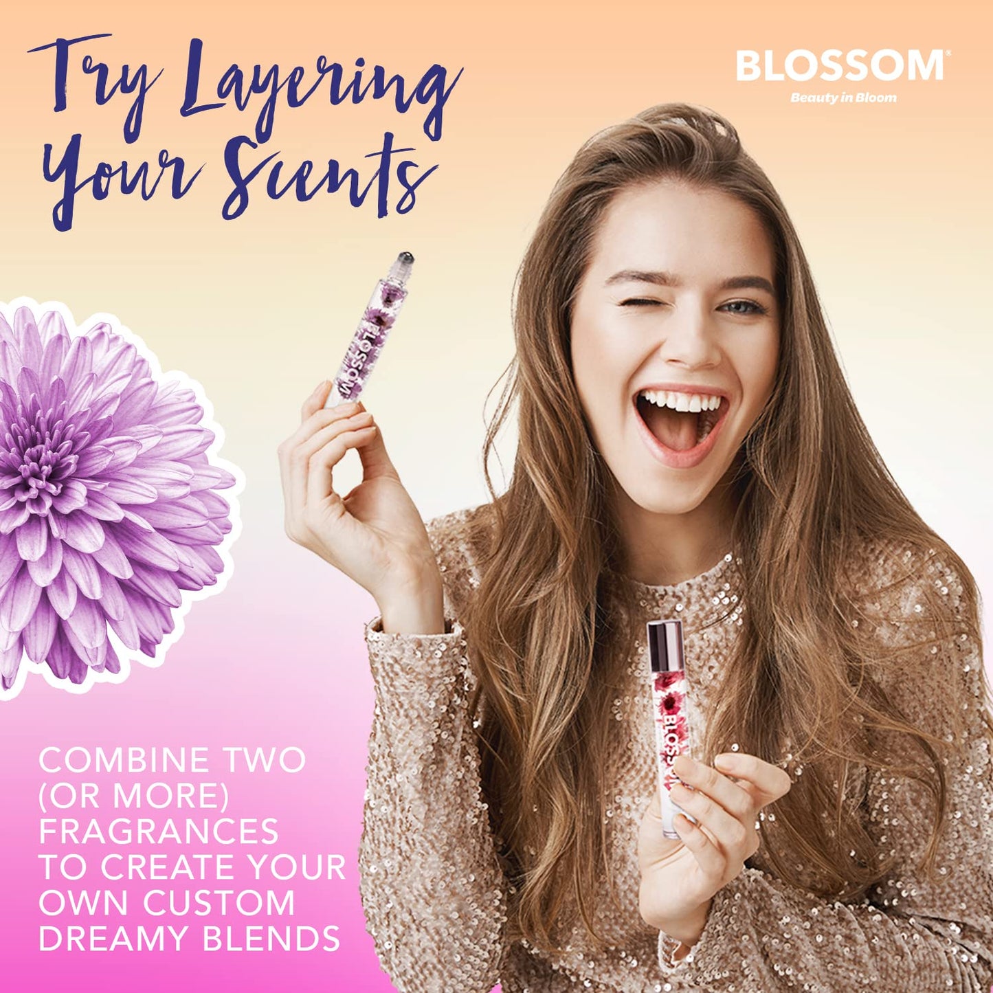 Blossom Roll-On Perfume Oil - Natural Essential Oils & Real Flowers | 2-Pack Lavenderwood & Afleurdesiac