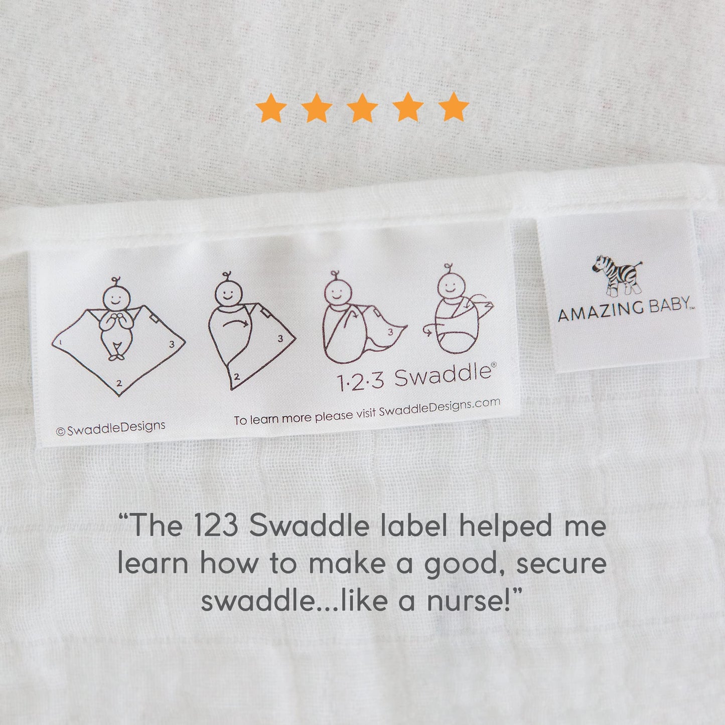 Amazing Baby Muslin Swaddle Blanket, Premium Cotton, Little Feather, Gray & Soft Black