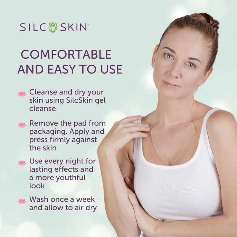 Silc Skin Decollette Pad Medical Grade Chest Wrinkle Patches For Sleep Lines And Sun Damage, Reusable Silicone Chest Pad, 30 Day Supply