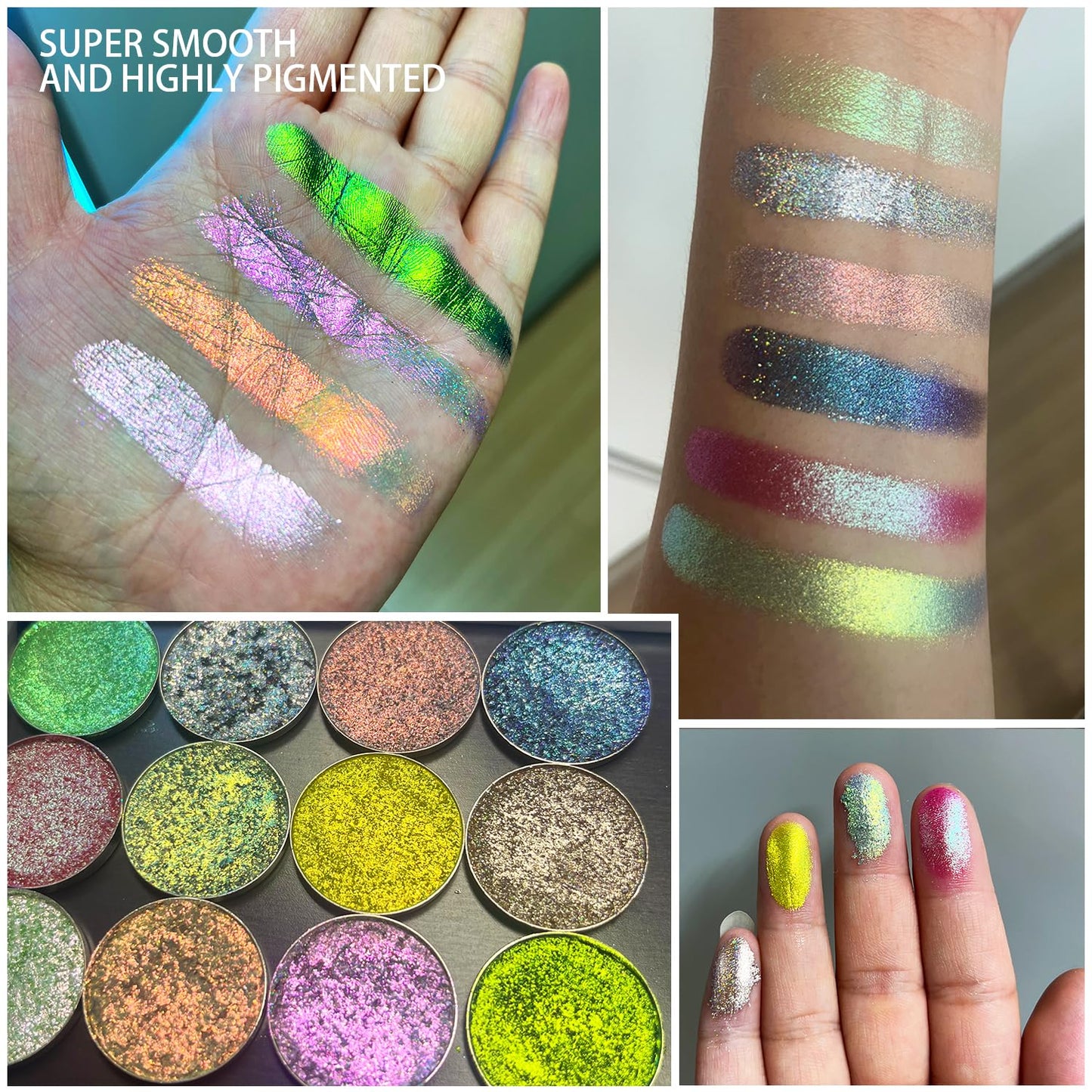 SZDYM Chameleon Multichrome Eyeshadows,1 Pot=3 Shifting Colors, Single Eyeshadow Pot,Vegan Neon-Rainbow Shift,Pure Mineral Pigments, Long-Lasting Silk Glide,Smooth and Highly Pigmented shade
