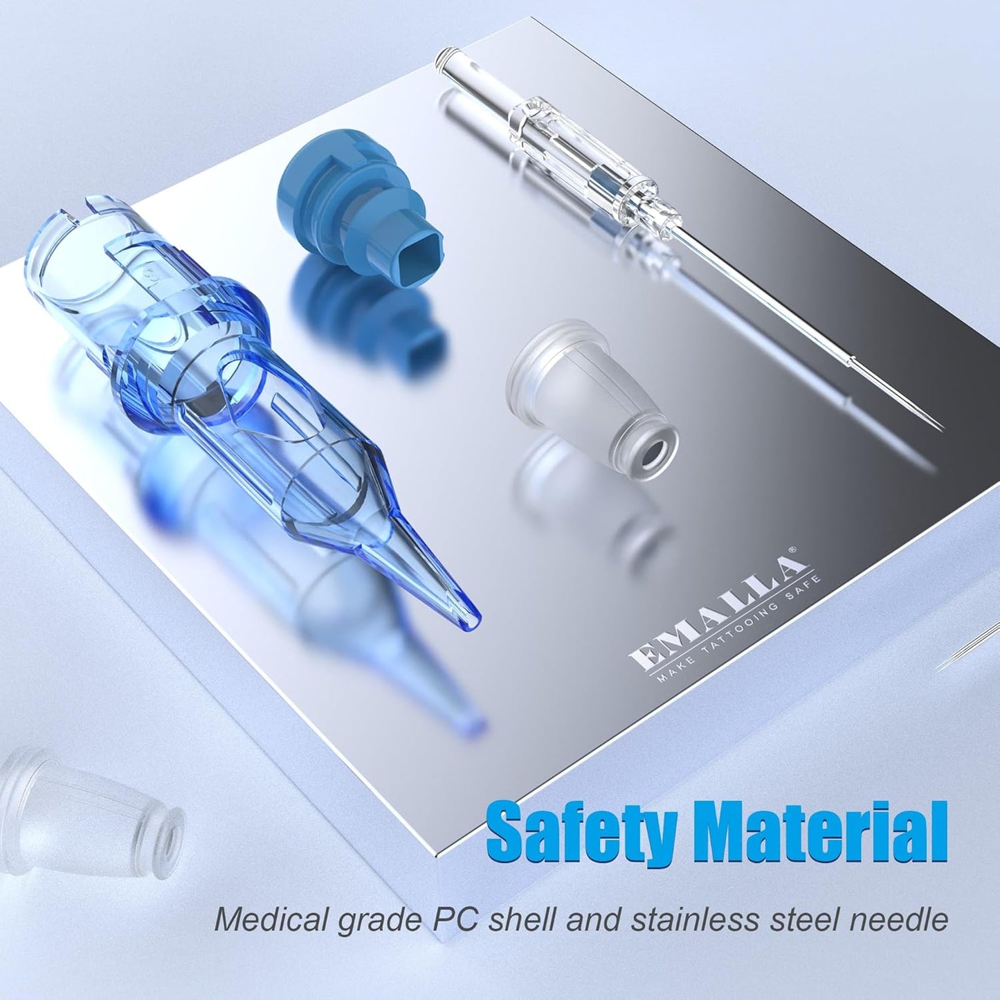 Emalla Tattoo Cartridge Needles - 20Pcs #10 Bugpin Curved Magnum 0.30mm Diameter | 5.0mm Long Taper