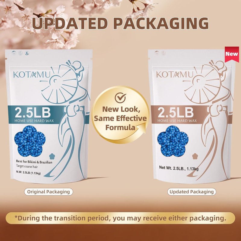 KOTAMU Wax Beads - 2.5lb Hard Wax for Sensitive Skin | Coarse Hair Removal for Body, Bikini & Facial Waxing