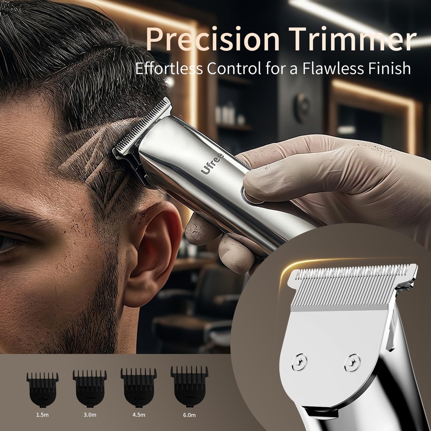 Ufree Beard Trimmer and Foil Shaver Kit, Electric Razors for Men, Precision T Blade Hair Trimmer, Waterproof Travel Shaver, Cordless Clippers Set for Mustache Facial Hair Cutting, Men Grooming Gifts
