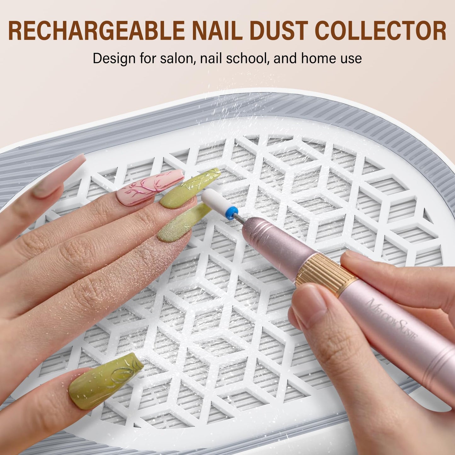 UKRANSA Nail Dust Collector – Professional Strong Suction Nail Vacuum Cleaner with Adjustable Speed, Quiet Operation, Washable Filter for Salon & Home Use