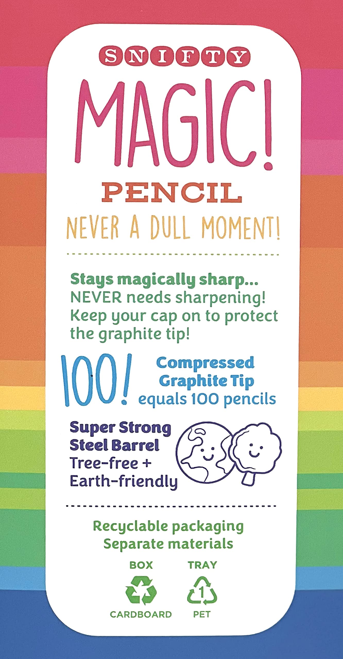 SNIFTY Magic Pencil - Compressed graphite tip equals 100 pencils - red barrel + matching chunky eraser