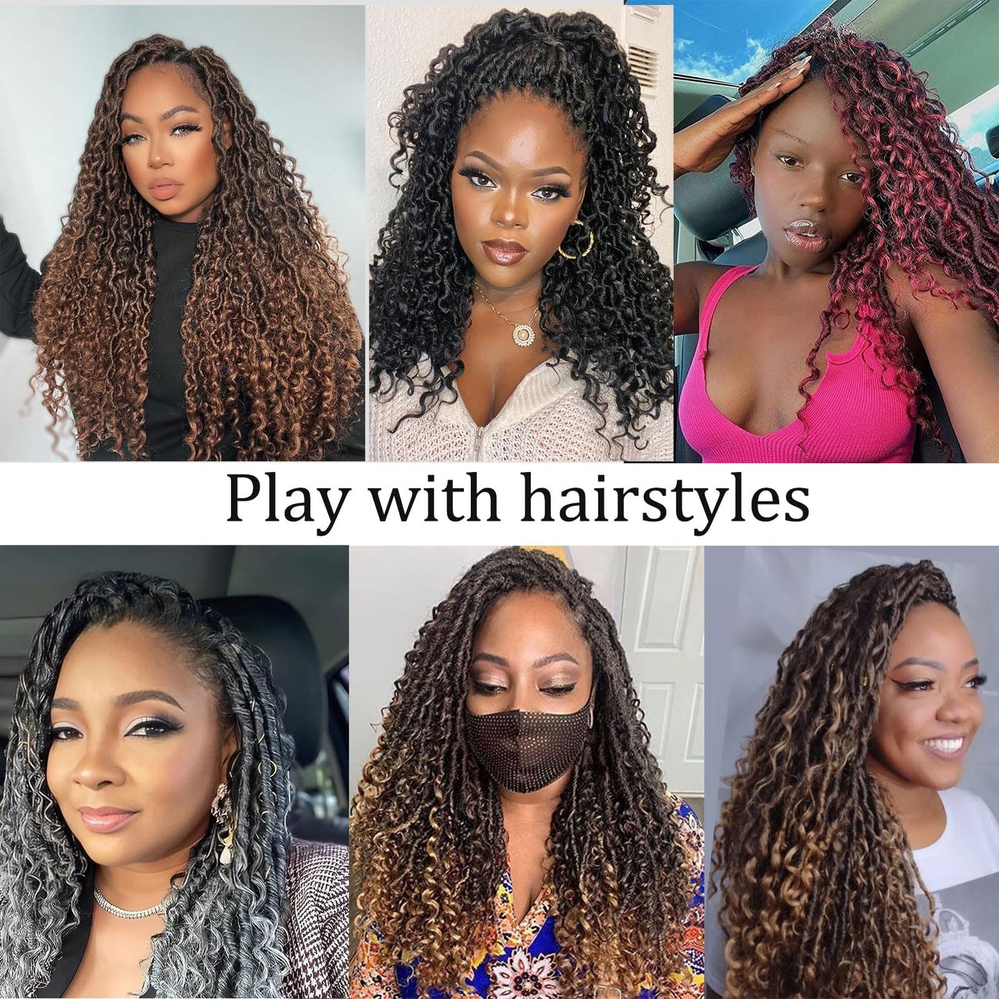 Molleas Goddess Locs 14inch, 9 Packs Faux Locs for Black Women, Pre-Looped Boho Crochet Hair With Curl Ends (14inch, Pack of 9, 27/613)