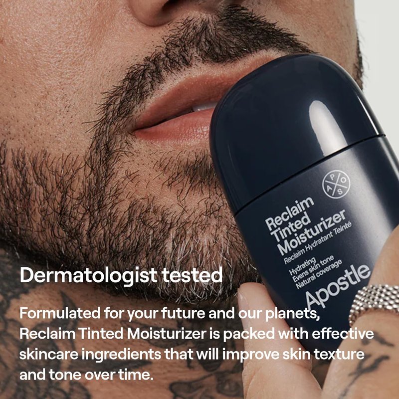 Apostle Tinted Moisturizer for Men - Hydrating Face Cream with Niacinamide & Vitamin E | 1 Fl. Oz.