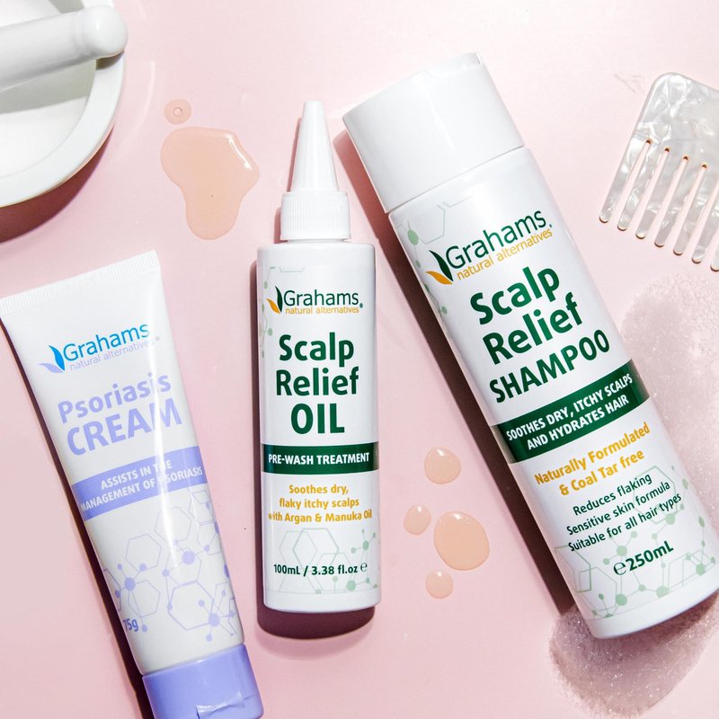 Grahams Natural Scalp Relief Oil - For Dry, Itchy & Flaky Scalp Psoriasis, Seborrheic Dermatitis & Dandruff Treatment - Hydrating, Moisturising & Exfoliating Scalp Oil (1 x 3.38 fl oz)