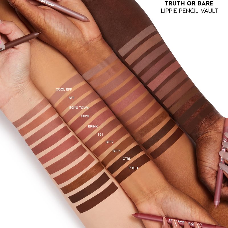 ColourPop Lippie Lip Pencil Vault - 10 High-Pigment, Long-Lasting & Sharpenable Lip Liners with High-Impact Color - Vegan, Cream Formula with Precise Application - Truth or Bare (0.04 oz)