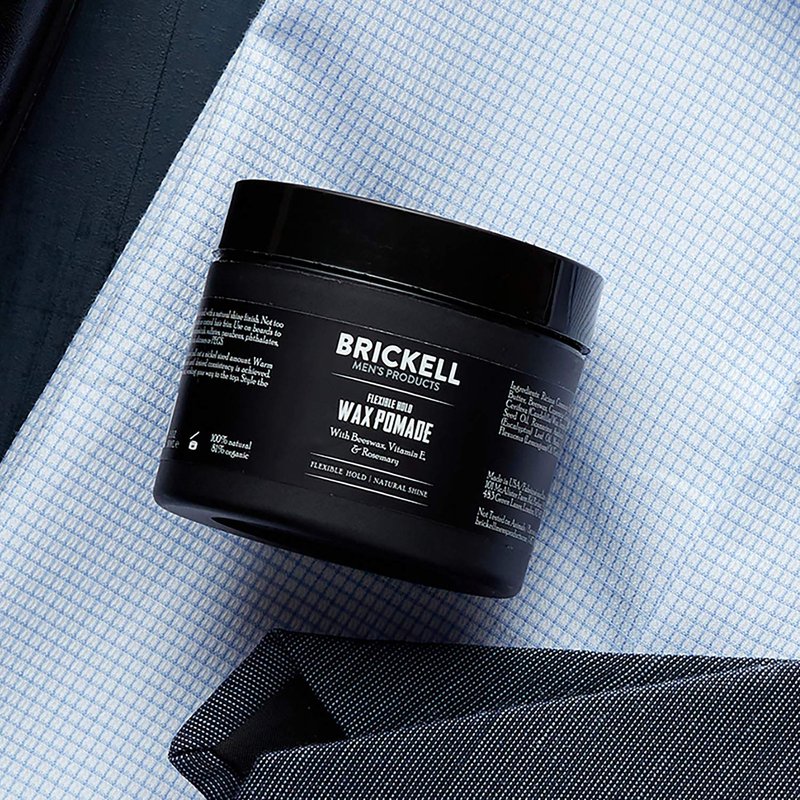 Brickell Men's Flexible Hold Wax Pomade - Natural & Organic Hair Styling Product | 2 Oz, Scented