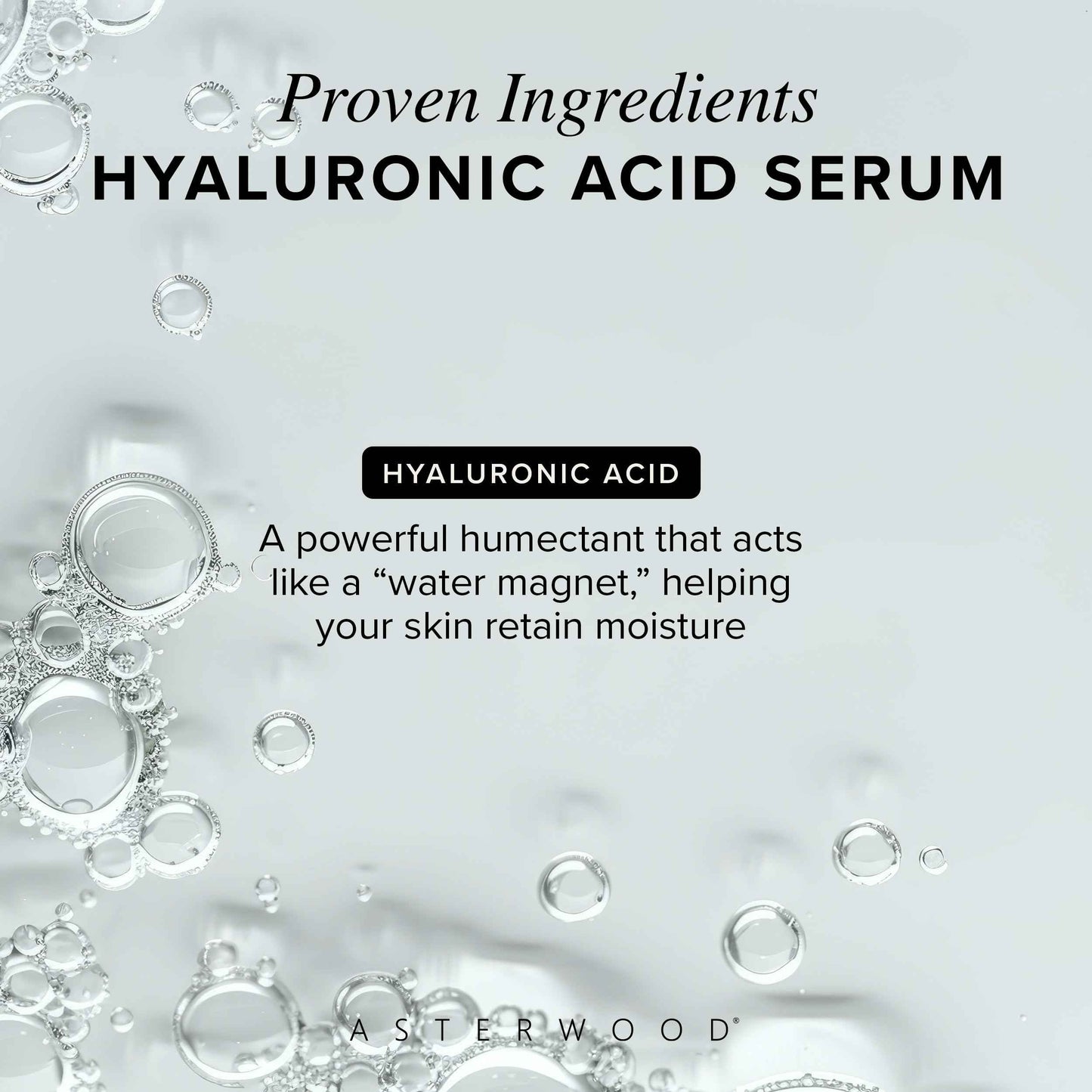 Asterwood Hyaluronic Acid Serum for Face - Plumping, Anti-Aging, Hydrating - Fragrance-Free - 2 Fl Oz
