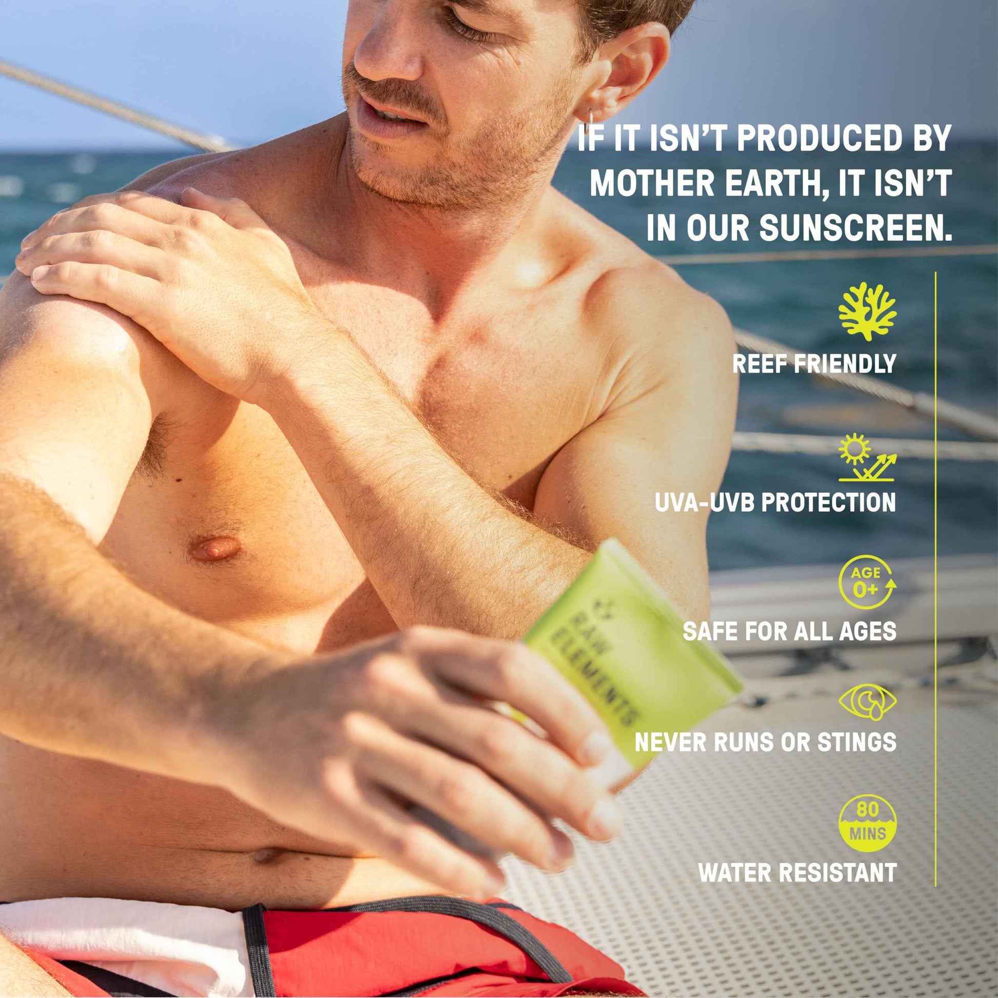 Raw Elements Face and Body Mineral Sunscreen SPF 30 Tube, Organic Sunblock Daily Protection, Non Toxic Reef Safe, Water Resistant, Cruelty Free, 3 oz (Pack of 1)